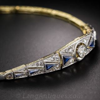 Early Art Deco Diamond and Sapphire Bracelet