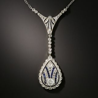 Early-Art Deco Diamond and Sapphire Necklace - 2