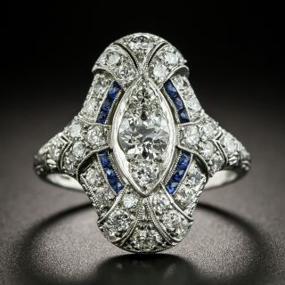 Early Art Deco Diamond and Sapphire Ring - 2