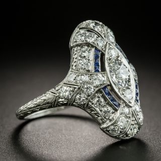 Early Art Deco Diamond and Sapphire Ring