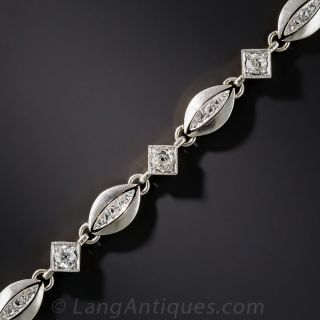 Early Art Deco Diamond Bracelet in Platinum Over Gold 