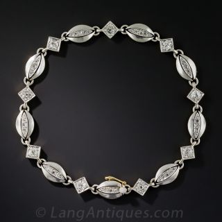 Early Art Deco Diamond Bracelet in Platinum Over Gold 