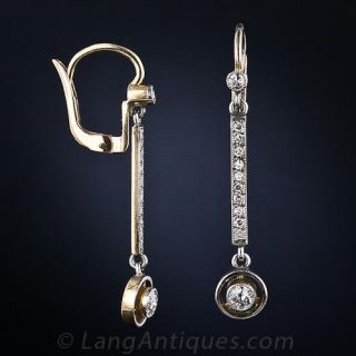 Early-Art Deco Diamond Drop Earrings