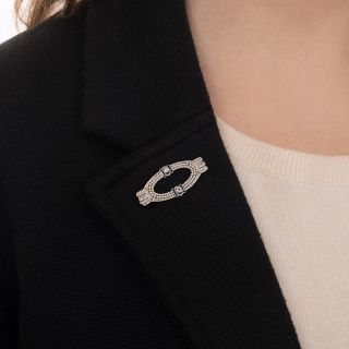 Art Deco Diamond, Sapphire and Seed Pearl Pin