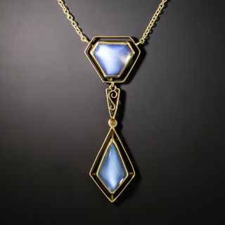 Early Art Deco Double Moonstone Necklace - 2
