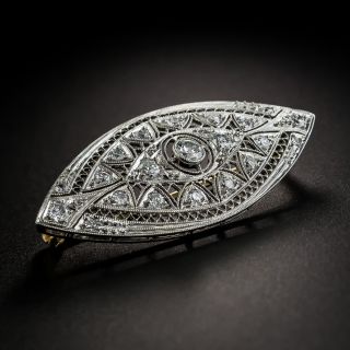 Early-Art Deco Platinum Diamond Brooch 