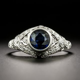 Early-Art Deco Sapphire and Diamond Filigree Ring - GIA  - 3