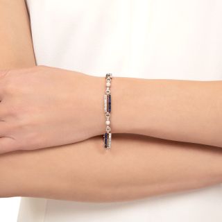 Early-Art Deco Sapphire, Diamond And Pearl Bracelet