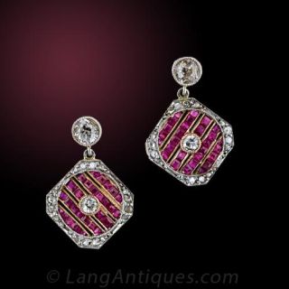 Art Deco Ruby Earrings 