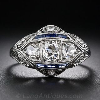 Early Art Deco Three-Stone Diamond Ring