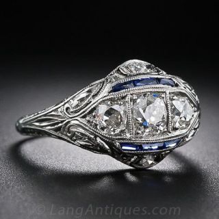 Early Art Deco Three-Stone Diamond Ring