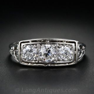 Early Art Deco Three Stone Diamond Ring