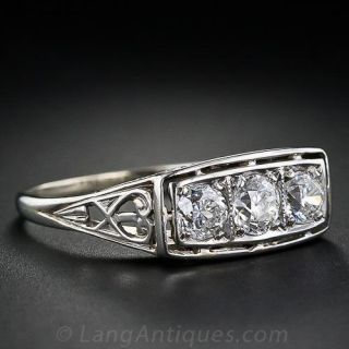 Early Art Deco Three Stone Diamond Ring