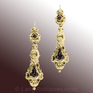 Antique Baroque Garnet Earrings 