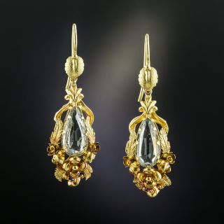 Early Victorian Aquamarine Earrings - 2