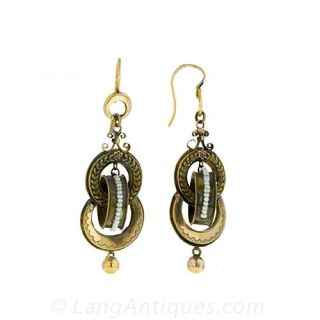 Early Victorian Earrings with Seed Pearls