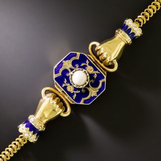 Early-Victorian Enamel and Pearl 'Holding Hands' Bracelet - 2