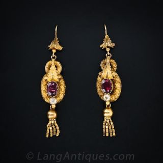 Victorian Garnet Gold Earrings 