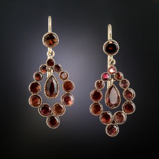 Early Victorian Garnet Drop Earrings  - 2