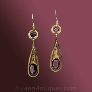 Early-Victorian-Garnet-Pendant-Style-Earrings-Main-View