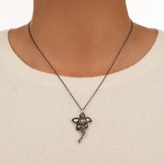Early Victorian Rose-Cut Diamond Flower Pendant