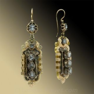 Early Victorian Rose-Cut Diamond Pendant Style Earrings