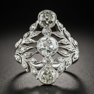 Edwardian 1.05 Carat Center Diamond  Platinum Dinner Ring - 2