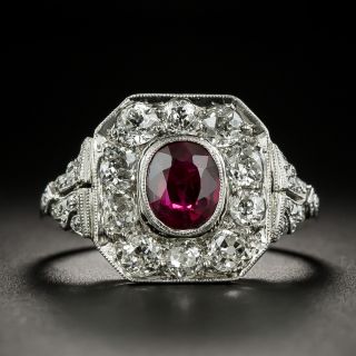 Edwardian 1.05 Carat Ruby and Diamond Ring - 1