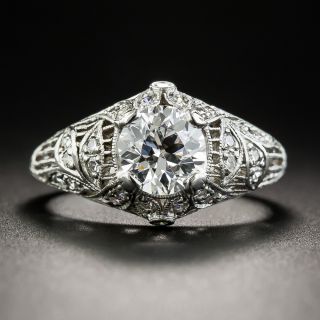 Edwardian 1.11 Carat Diamond Platinum Engagement Ring - GIA D VS2  - 1