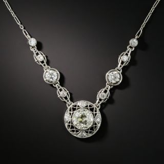 Edwardian 1.15 Carat Center Diamond Necklace - 2
