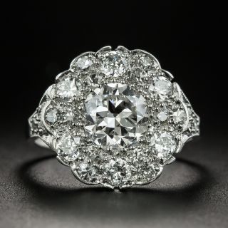 Edwardian 1.22 Carat Center Diamond Cluster Engagement Ring - GIA F SI2 - 2