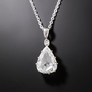Edwardian 1.24 Carat Pear Shape Rose Cut Diamond Drop - GIA H I1 - 3