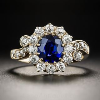 Edwardian 1.25 Carat No-Heat Sapphire and Diamond Ring 