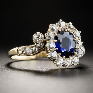 Edwardian 1.25 Carat No-Heat Sapphire and Diamond Ring 