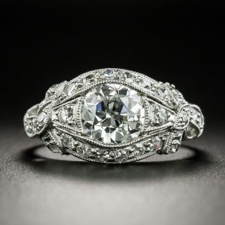 Edwardian 1.32 Carat Diamond in Scroll Ribbon Ring-  GIA I SI1 - 2