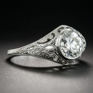 Edwardian 1.44 Carat Diamond Platinum Solitaire Engagement Ring