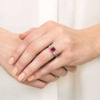 Edwardian 1.50 Carat No-Heat Burmese Ruby and Diamond Ring - AGL