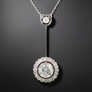 Edwardian 1.55 Carat European-Cut Diamond Drop Pendant - 3