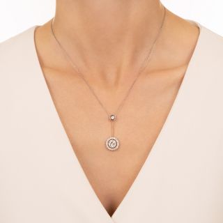 Edwardian 1.55 Carat European-Cut Diamond Drop Pendant