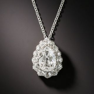 Edwardian 1.60 Carat Pear Shape Diamond Drop - 4