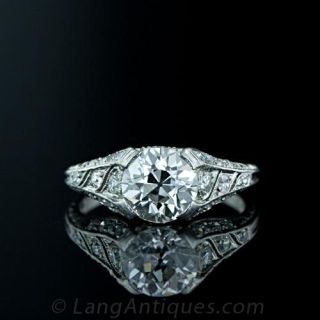 1.67 Carat European Cut Diamond Ring  Circa 1920 s Main View