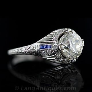 Edwardian 1.71 Carat European Cut Diamond Ring
