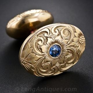 Edwardian 14K Sapphire Cufflinks