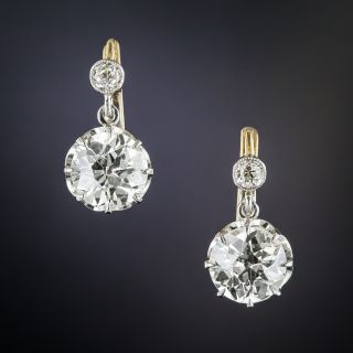 Edwardian 2.40 Carats Diamond Drop Earrings  - 2