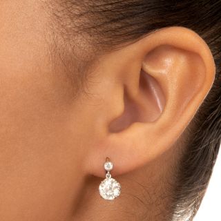 Edwardian 2.40 Carats Diamond Drop Earrings 