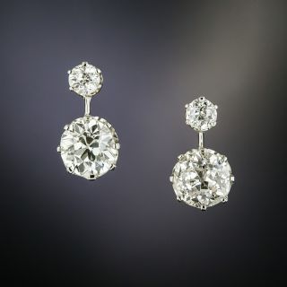 Edwardian 2.56 Carat Twin-Stone Diamond Earrings - GIA K SI2 - 2