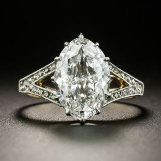 Edwardian 2.86 Carat 'Novelty-Cut' Moval Diamond Ring  - GIA F VVS2 - 2