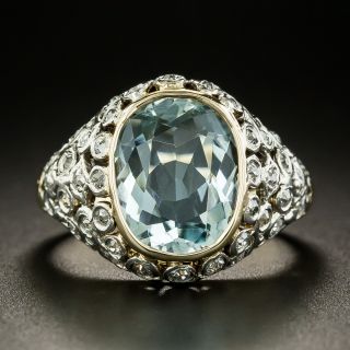 Edwardian 3.50 Carat Aquamarine and Diamond Ring - 2