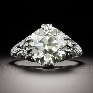 Edwardian 3.67 Carat Diamond Engagement Ring - GIA - 1