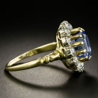 Edwardian 3.78 Carat No-Heat Ceylon Sapphire and Diamond Ring 